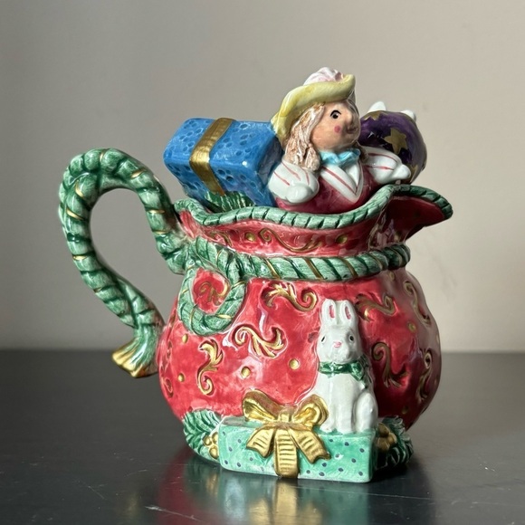 😍2/$20 Fitz & Floyd Christmas Holiday Santa Sleigh Gifts Mug Handcrafted - Picture 4 of 8